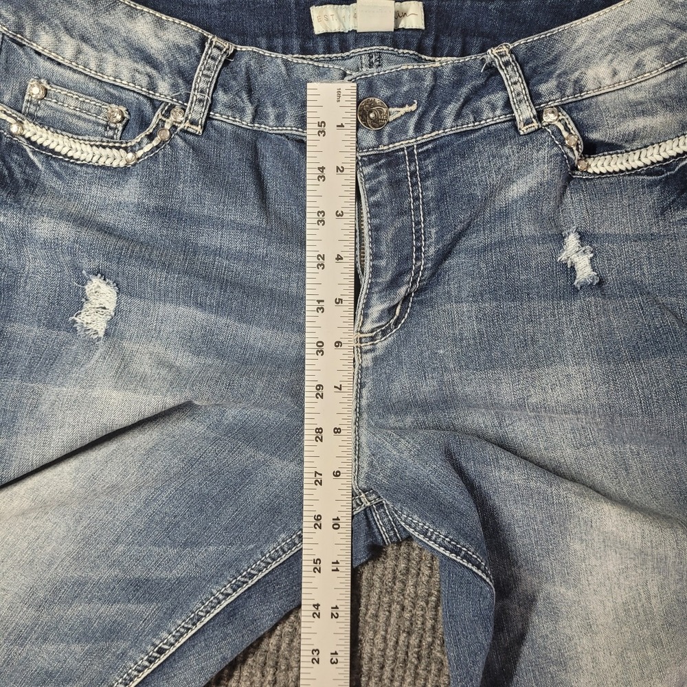 Est. 1946 Denim Jeans Women's Sz 14 Distressed Bling Pocket Contemporary Fit - Picture 8 of 8
